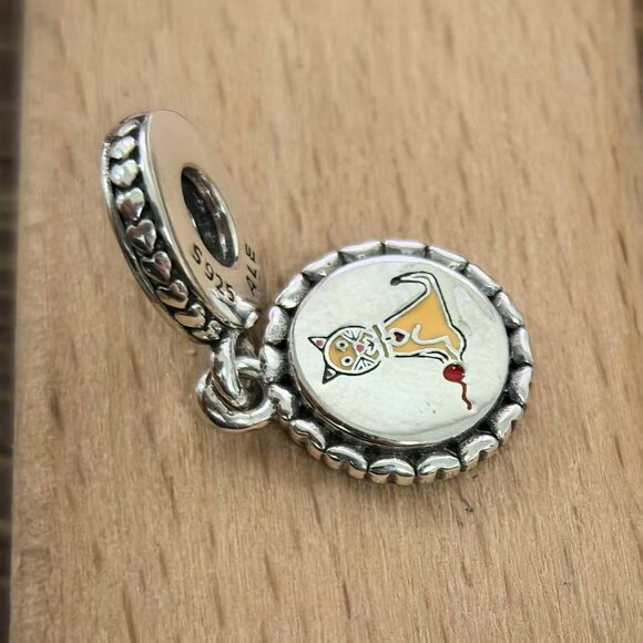 Pandora Cat Stick Figure Dangle Charm Pendant, S925 Silver Bracelets - Picture 3 of 4